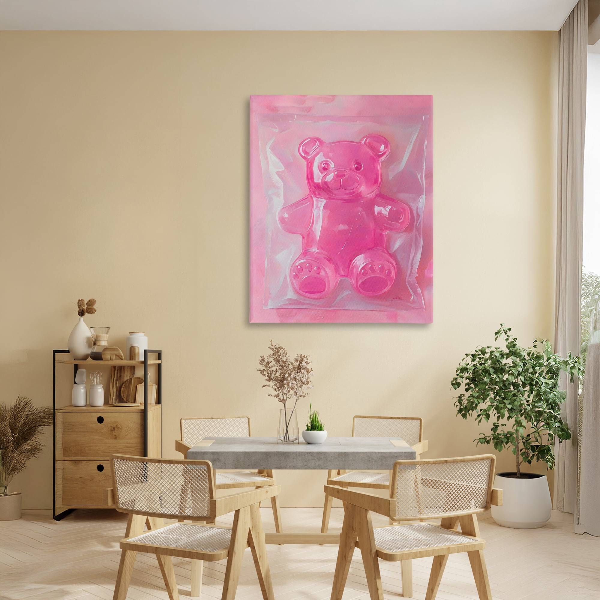 Stupell Industries Pink Gummy Candy Bear Canvas Wall Art, design by The Prints Vibe