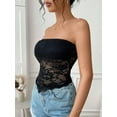 thumbnail image 3 of Lace Patchwork Asymmetric Hem Sexy Sleeveless Strapless Crop Top - Summer Clubwear, Party Wear, Y2K Fashion, 3 of 6