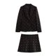 thumbnail image 2 of HH TRAF 2024 Conjunto de 2 piezas para mujer, chaqueta de manga larga con bordado de frutas y bolsillo con hebilla única, abrigo y minifalda de cintura alta, 2 of 5