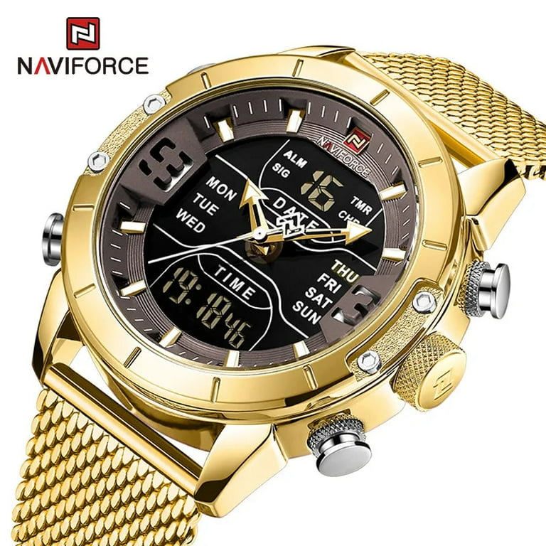 NAVIFORCE Men Watch Top Luxury Brand Man Military Sport Quartz Wrist Watches Stainless Steel LED Digital Clock Relogio Masculino Walmart