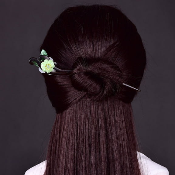 Chinese Hairpin Wooden Flower Hair Hair Chopsticks with Tassel Traditional Hairpin for Green
