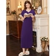 thumbnail image 2 of Oudiya Women's Nightgown Short Sleeve Loungewear Sleepwear Full Length Sleep Shirt with Pockets, M-4XL, 2 of 5