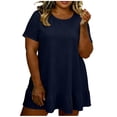 thumbnail image 3 of UVEASISHA Plus Size T Shirt Dresses for Women Crewneck Ruffle Hem Mini Dress Short Sleeve Summer Dresses Comfy Breathable Beach Vacation Dress Navy 4XL, 3 of 8