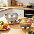 thumbnail image 6 of Stainless Steel Colander with Base Solid Build,Round Bowl with Square Handles for Draining and Vegetable Washing,Rust-Resistant for Kitchen Sink and Countertop 9 x 5 Inch, 6 of 6