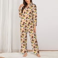 thumbnail image 2 of Gukieu ladybug and flower Print Women's Long Sleeve Pajama Set, Button Top Elastic Pocket Pajama Pants Two Piece Set Home Wear-XX-Large, 2 of 7