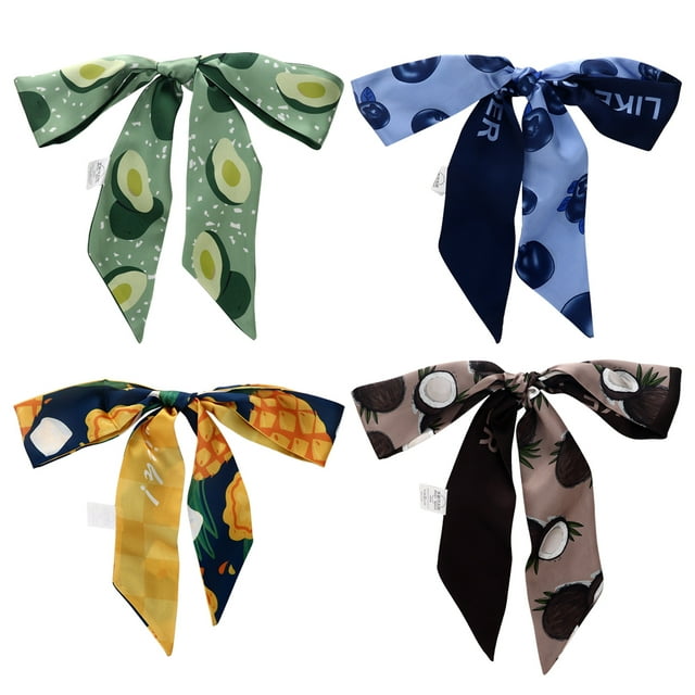 Bangcool Neckerchief Scarf Printed Long 4PCS Fruit Pattern Wrist Scarf Hair Ribbon Scarf