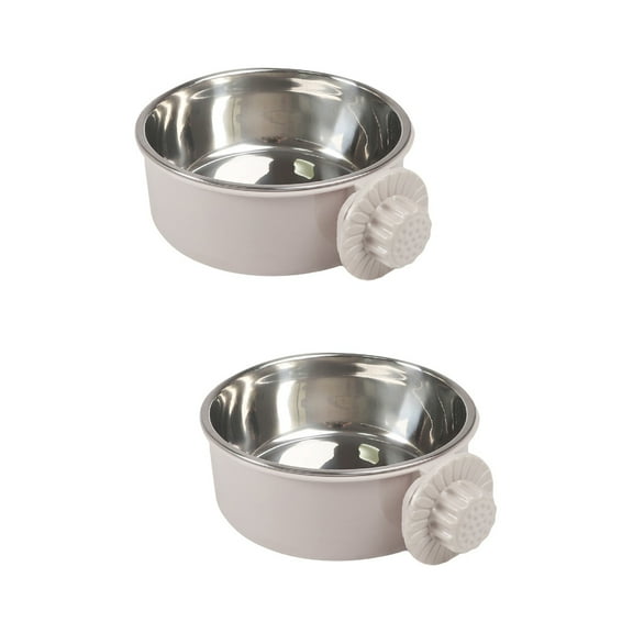 2 PCS Dog Feeding Bowl Cage Slow Feeder Water for Dogs Pet Food Grey