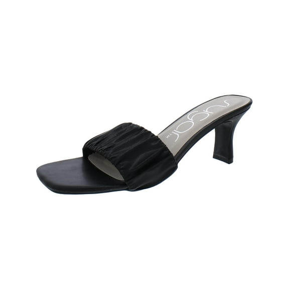 Sugar Womens Leader Faux Leather Square Toe Heels