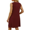 thumbnail image 5 of Under $20 Womens Dresses Summer Saving, Women's Summer Fashion Printing Pocket Sleeveless V-Neck Dress(Wine,XXL), 5 of 5