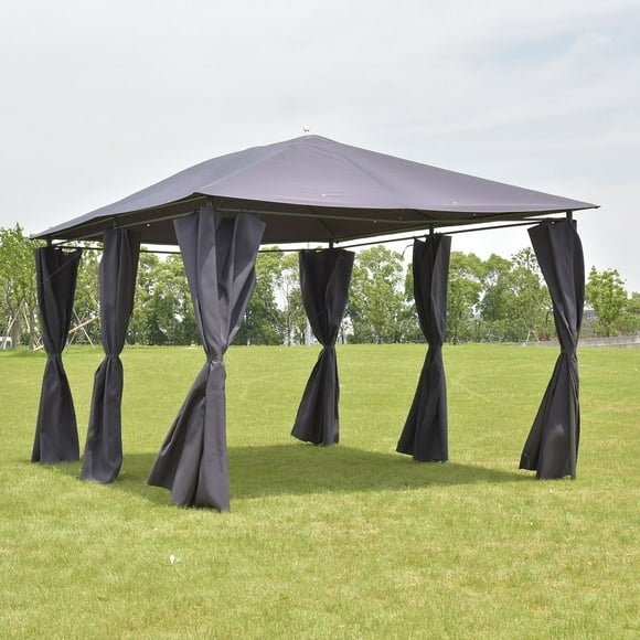 Costway 10'x13' Gazebo Canopy Tent Shelter Awning Steel Frame Outdoor W/ Walls Gray