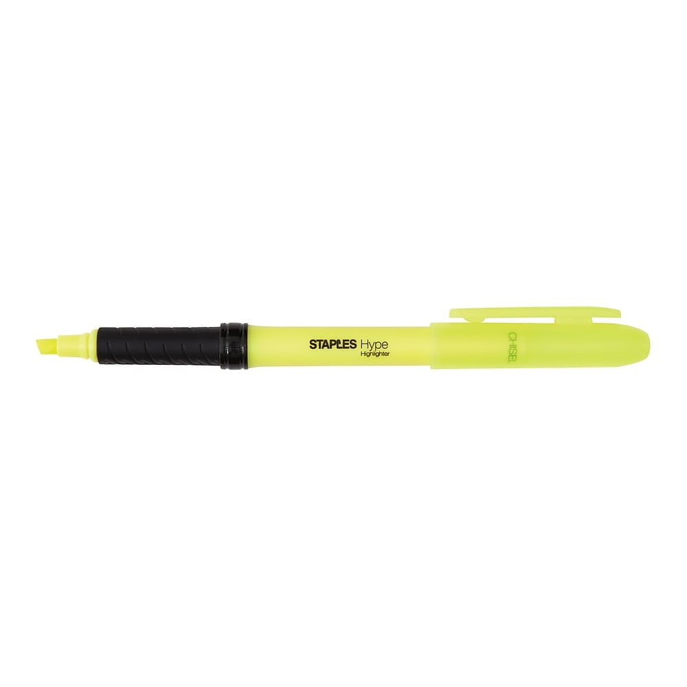 Staples Hype Gripped PenStyle Highlighters Chisel Yellow 36/Pk (50374