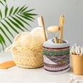 thumbnail image 5 of Ambesonne Ethnic Soap Dispenser & Toothbrush Holder Set, Folkloric Ornaments Boho, 2 Pcs, Pink and Brown, 5 of 6