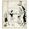thumbnail image 2 of Miep de Feijter 12x14 Gold Ornate Wood Frame and Double Matted Museum Art Print Titled - Interior with Two Boys and a Woman (1928), 2 of 4