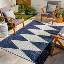 Livabliss Outdoor Rugs, 5x7 Greenwich Global Ink Blue Area Rug for Patio, Porch, Deck, Backyard, Waterproof Indoor Outdoor Carpet (5'1" x 7'3")