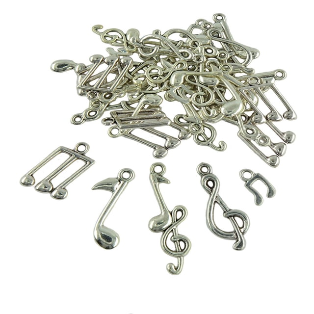 GUOOL 40Pcs Vintage Breloques de Note Musicale Tibétaine Pendentifs pour Collier Diy Enfants