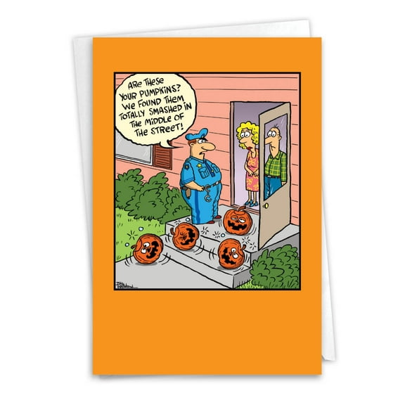 1 Funny Halloween Card with Envelope - Smashed Pumpkins C6230HWG
