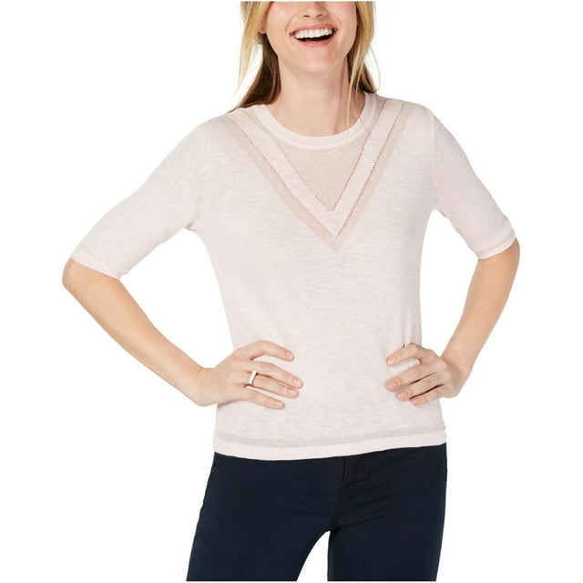 maison Jules Womens Intarsia Pullover Sweater, Pink, X-Large