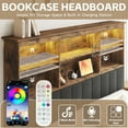 thumbnail image 3 of Lifezone Bookcase Beds Queen Bed Frame with Wooden Platform, Rustic Brown, 3 of 10