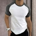 thumbnail image 5 of Mens T-Shirts Soft Summer Short Sleeve Sports Color Block Raglan Sleeves Round Neck Casual Breathable T Shirt, 5 of 6