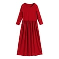 thumbnail image 1 of Robe de Fille Fleurie, Robe Longue à Manches Longues Col Rond Solide Ample Décontractée Maxi Princesse, Confortable pour un Usage Quotidien, Tenue de Jeu pour Enfants, Robe de Fille Tout-Petit, Rouge, 9-10 Ans, 1 of 5