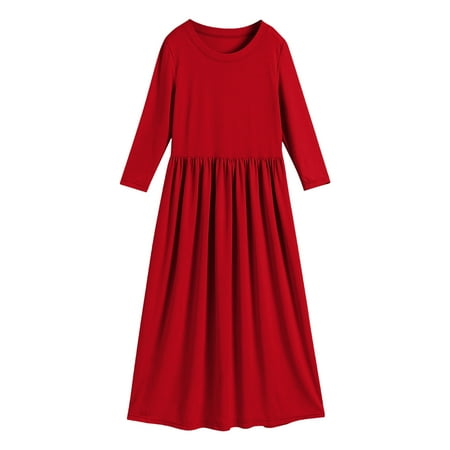 

ZHAGHMIN Girl Bow Knot Dress Toddler Girl Long Sleeve Scoop Neck Soild Loose Casual Daily Wear Long Maxi Princess Dress The Old Line Toddler Wedding Dresses Dresses With Sleeves for Girls Toot Toot