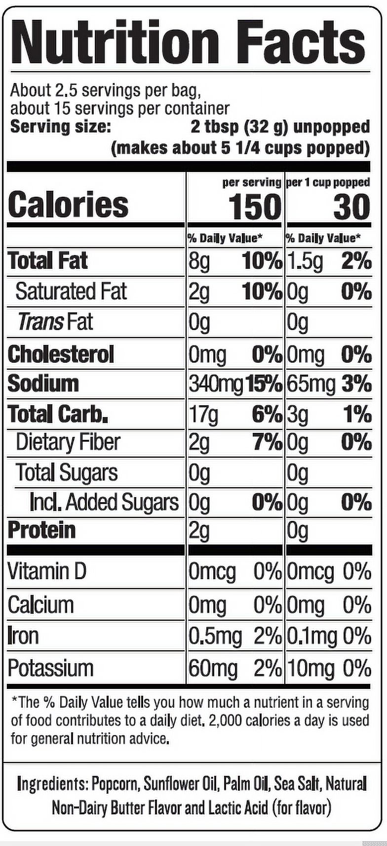 SkinnyPop Quality Butter Microwave Popcorn, 6 Low Calorie Packed 2.8 Oz ...