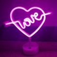 thumbnail image 4 of Neon Sign LED Heart-shaped Neon Light Battery/USB Powered Colorful Neon Lamp with Holder Base Heart Nightlight Decorative Table Light for Birthday Bar Christmas Party, 4 of 10