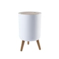 thumbnail image 1 of Cubo De Basura De 7 L De Plástico Blanco Con Tapa Redonda De Grano De Madera, Interruptor De Empuje De Pies Altos, Contenedor De Basura, Cubo De Basura Para Dormitorio, Sala De Estar, Oficina Advancent HA016395-00, 1 of 6