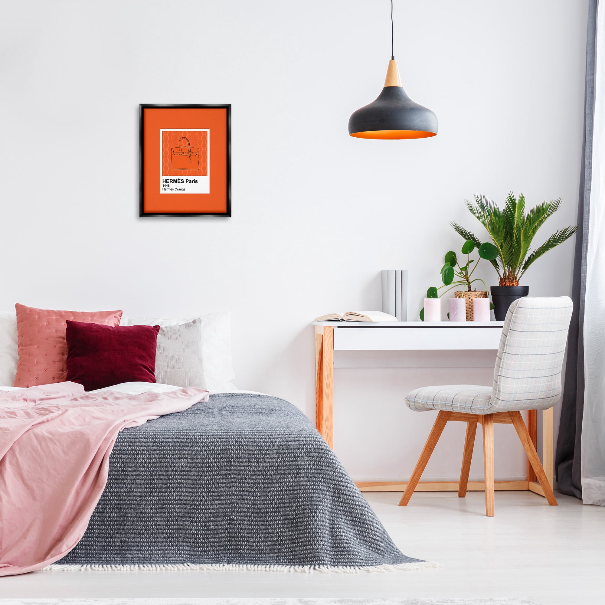 Stupell Industries Orange Fashion Hue Beauty & Fashion Painting Black Floater Framed Canvas Art Print Wall Art, 17 x 21