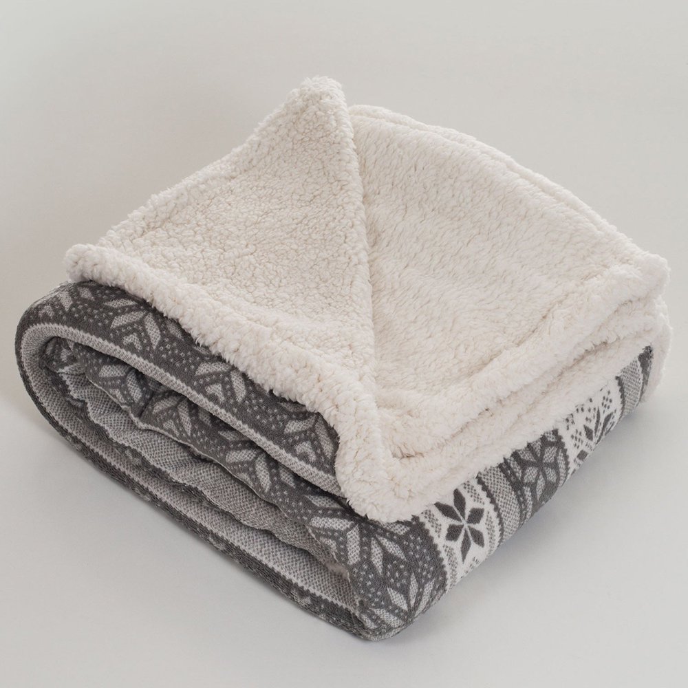 Lavish Home Throw Blanket Fleece/Sherpa