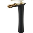thumbnail image 3 of Large waterfall faucet with mixer tap 1 hole installation washbasin faucet black lacquered or chrome hot and cold basin faucet bronze, 3 of 5