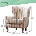 thumbnail image 5 of Modern Accent Chair, Linen Armchair Striped Wingback Upholstered Single Sofa Chair with Rivets, Lounge Chair with Wood Legs for Living Room, Bedroom, Apartment - Blue, 5 of 10
