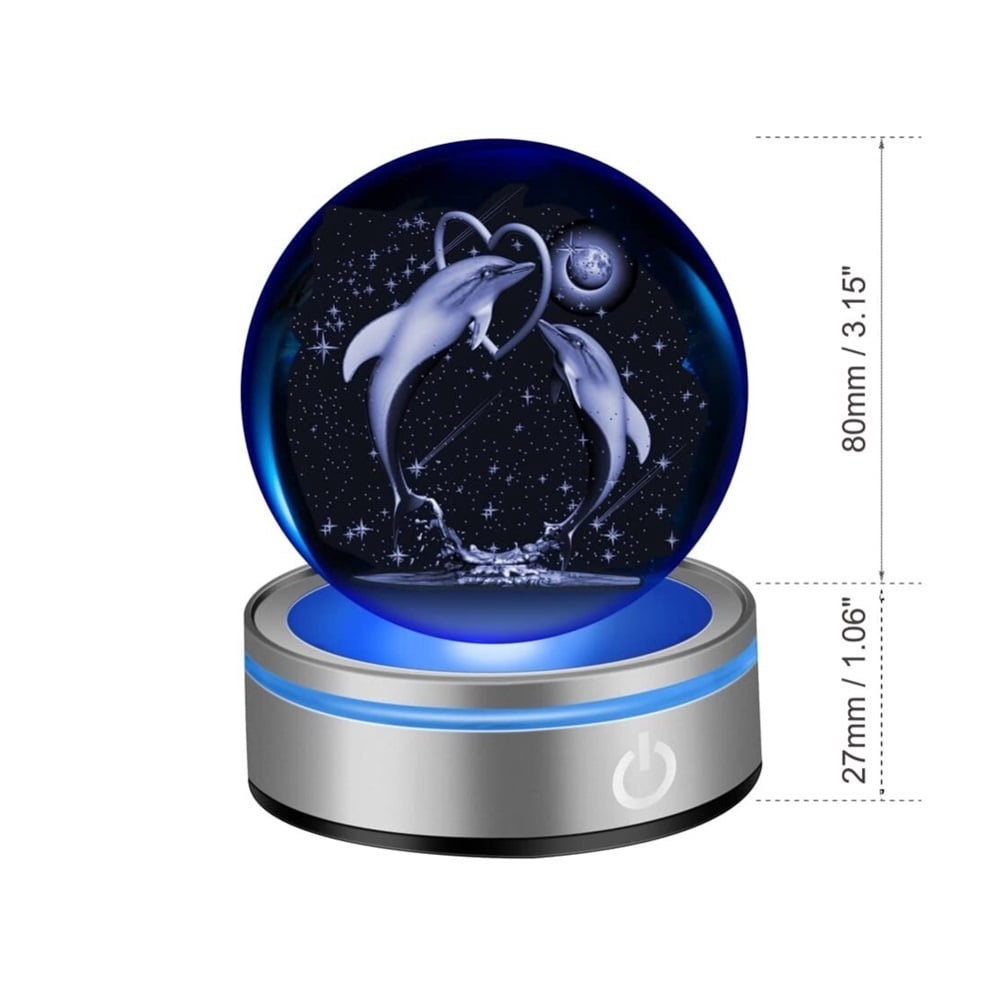3D Laser-Engraved Glass Sphere Crystal Moon Globe Fairy Moon Night Light
