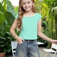 thumbnail image 4 of Timegard Toddler Girls Clothes Cap Sleeve Cropped Tank Tops Comfy Square Neck Tee Shirts Candy Color, 4 of 8