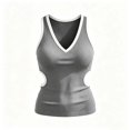 thumbnail image 3 of VBVC Women's Ribbed V Neck Cutout Tank Top , Ladies' Side Hollow Out Sleeveless Cami , Y2K Going Out Summer Tops For Women,Gray,S-2XL, 3 of 4