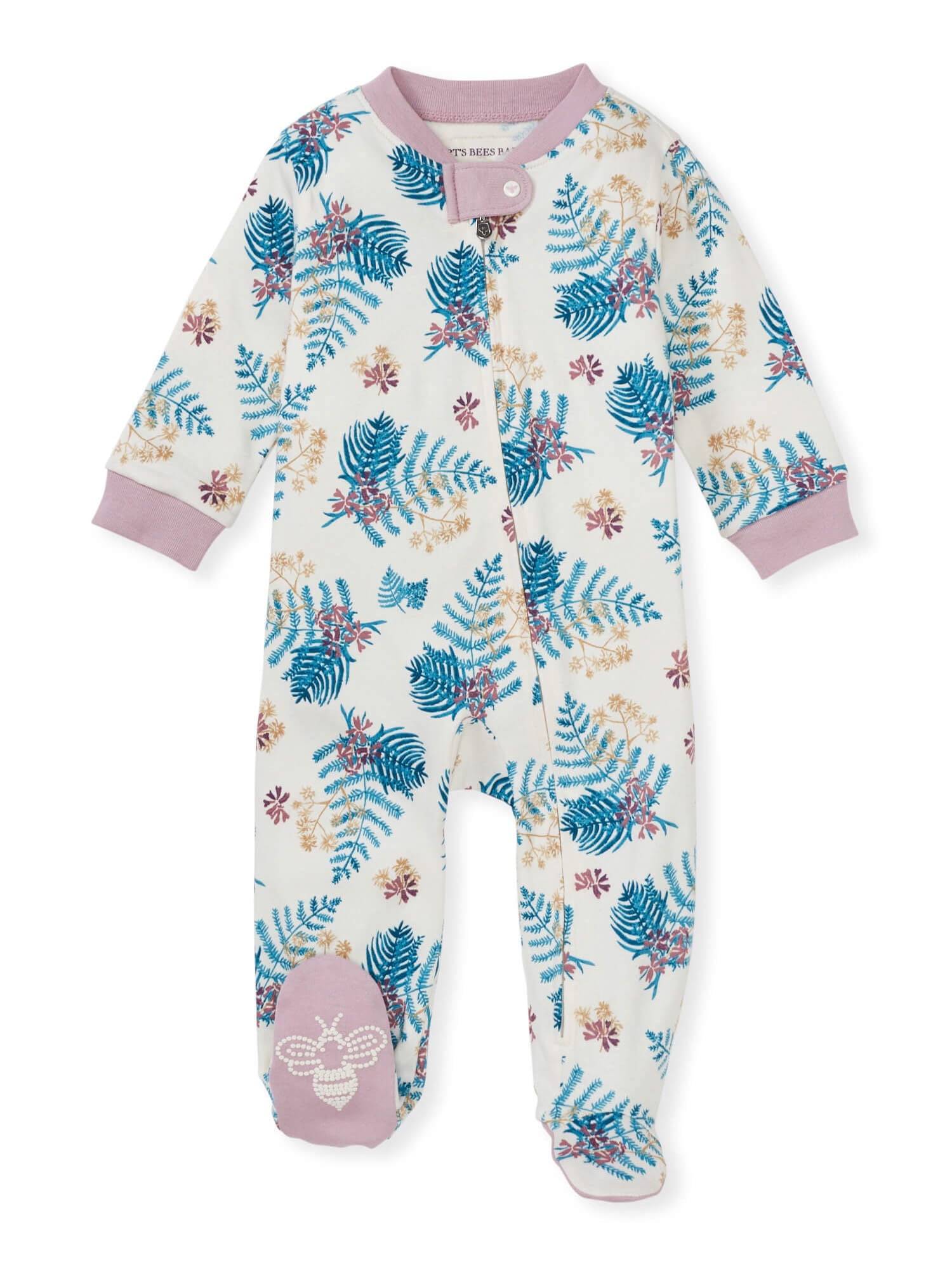 Organic One-Piece Romper-Jumpsuit Pj Zip Front Footed Pajama Burts Bees Baby Baby Sleep & Play Heartbeat Newborn 