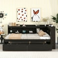 thumbnail image 2 of Furvclv Full Size Bed With L-shaped Bookcases, Pine Wood Platform Full Bed Frame With 2 Storage Drawers For Bedroom, No Spring Box Needed, 2 of 9