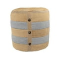 thumbnail image 5 of Laddha Home Designs 16" Beige and Gray Farmhouse Striped Handmade Round Pouf Ottoman, 5 of 8