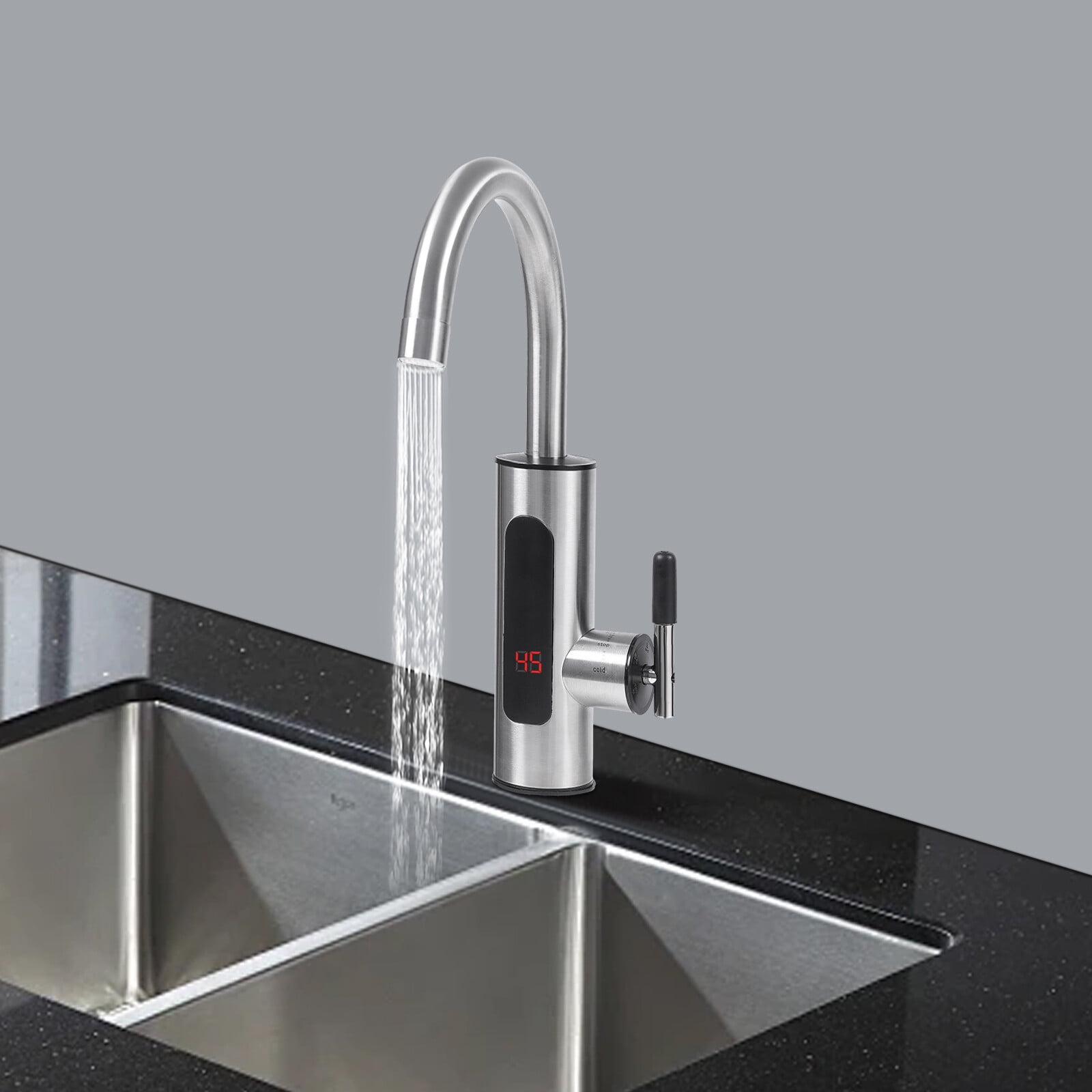 360° Rotatable Faucet Silver Electric Instant Heating Water Faucet 7.87*14.17 for Kitchens, Bathrooms