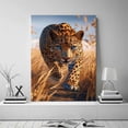 thumbnail image 2 of Mudket Framed Wild Leopard Canvas Wall Art, Leopard with Blue Eyes in Grass Print, Trendy Animal Wall Decor for Living Room Office - 12"L x 8"W, 2 of 10