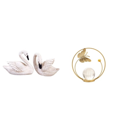 Esquirla Swan Resin Statue Figurines Crystal Ball Sculpture Iron Figurine Decoration for Artistic Taste Collectors Suitable for Gift Giving Home Decoration Off