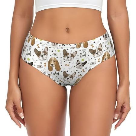 Womens Underwear - woof Cute Dog Puppy No Show Seamless Underwear for Women  Soft Stretch Womens Panties  Hipster Ladies Panties Bikini Underwear Briefs