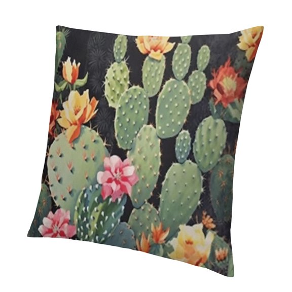 Decorative Throw Pillow Covers Cactus, Tropical Floral Desert Farmhouse Pillowcases Accent Pillow