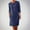 Navy, variant on Elvqul Solid Color Dresses Women Light Blue Midi Crew Neck Summer Long Sleeve Button Daily with Pockets Plus Size Daily Dresses