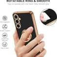 thumbnail image 6 of ELEHOLD for Samsung Galaxy S24 Ultra Slim Case Electroplating Frame Design All-inclusive Lens Protection Metal Ring Holder Stand Function Shockproof Lightweight Case for Galaxy S24 Ultra - Black, 6 of 8