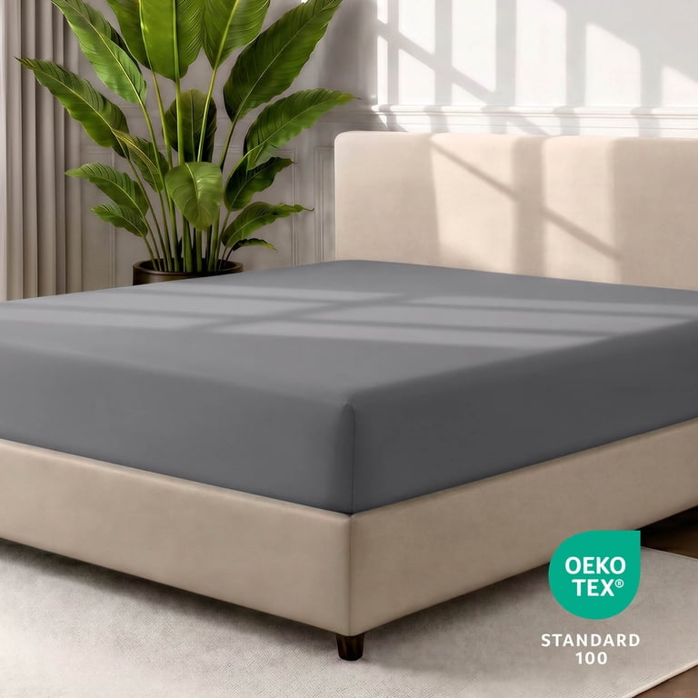 Bare Home Luxury 1800 Collection Queen Fitted Sheet, Gray photo 4