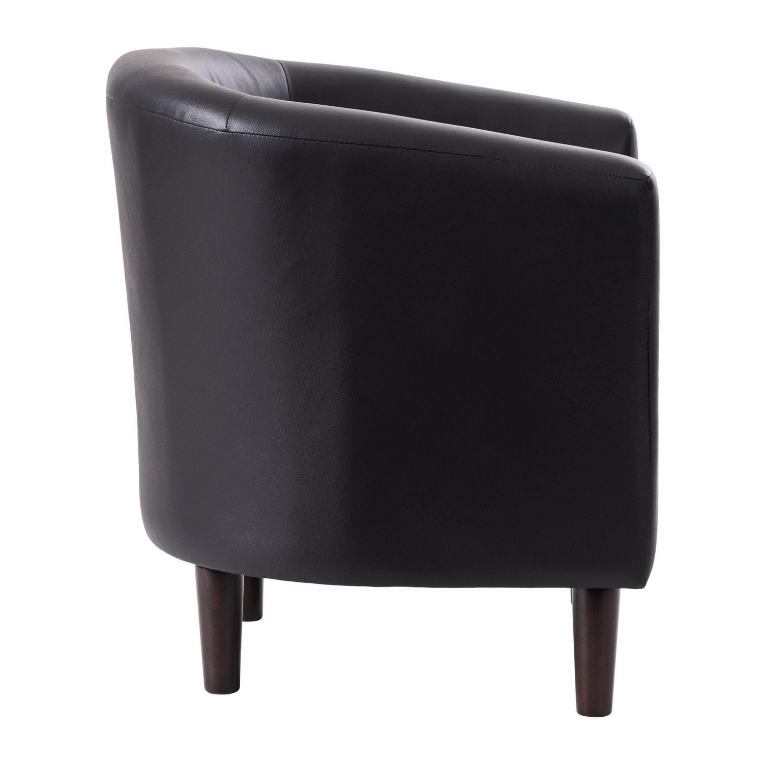 CorLiving Sasha Faux Leather Upholstered Indoor Barrel Accent Chair with Wood Frame