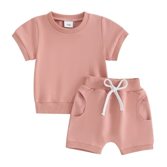 Bagilaanoe 2pcs Toddler Baby Girl Shorts Set Short Sleeve T Shirt Tops   Shorts 6M 12M 18M 24M 3T Kids Casual Summer Clothes