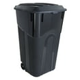 thumbnail image 2 of (2 pack) Hyper Tough 32 Gallon Wheeled Heavy Duty Plastic Garbage Can, Attached Lid, Black, 2 of 10