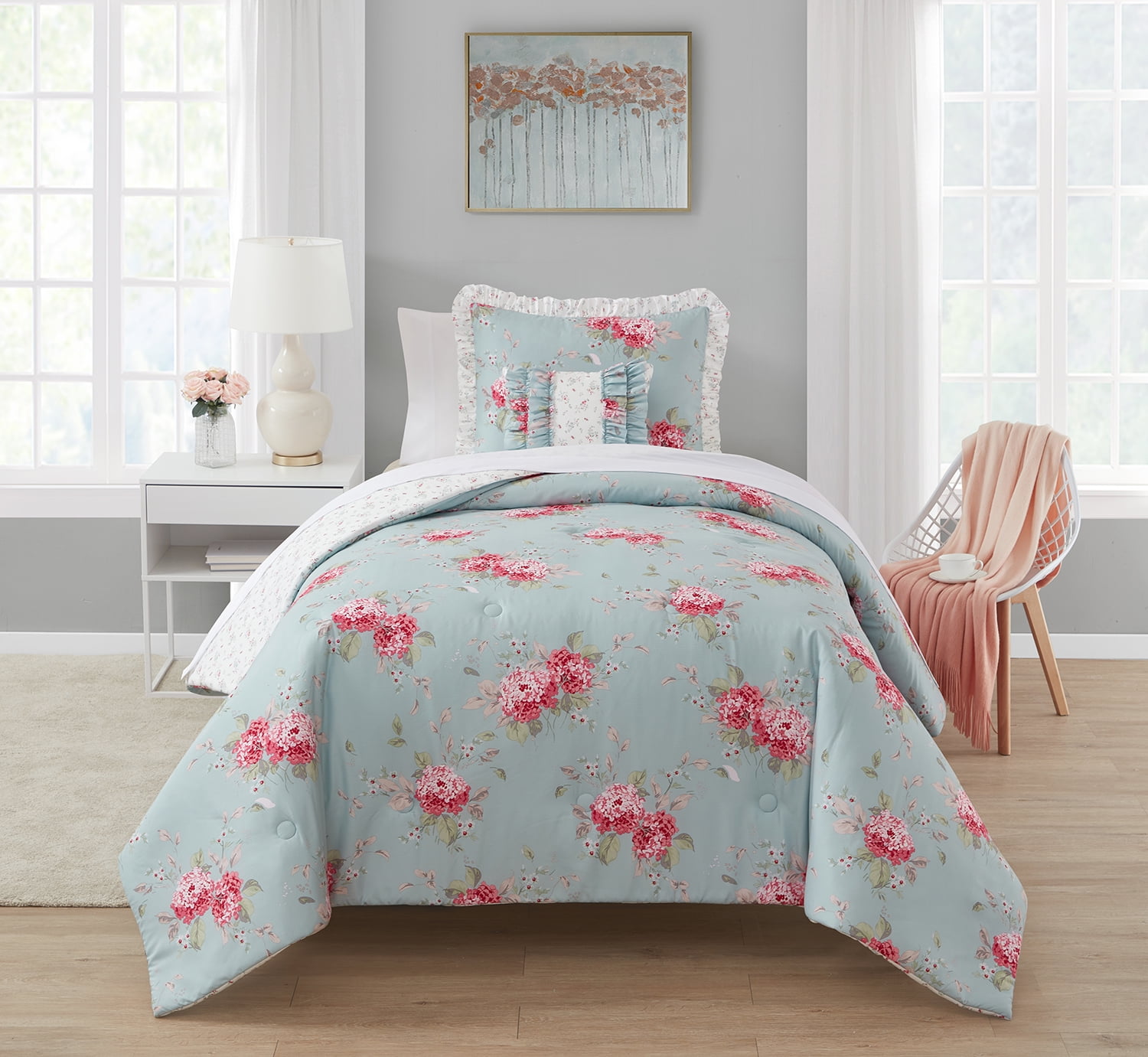 Simply Shabby Chic Full/ Queen Belle Hydrangea Comforter Set 4 Pieces 